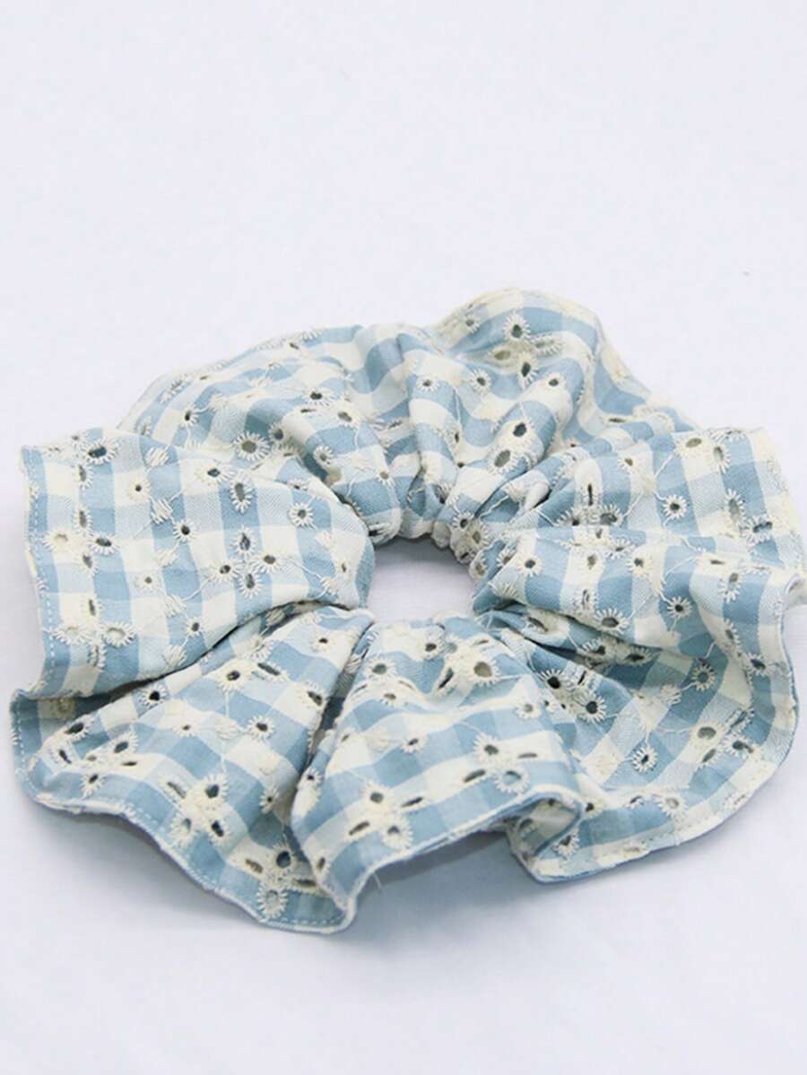 Oversized Hollow Pleated Scrunchie, Fashion Coil Hair Tie For Women