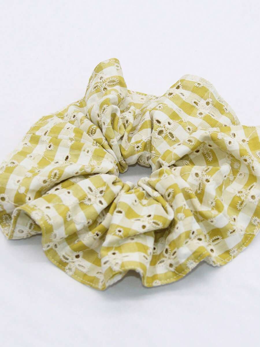 Oversized Hollow Pleated Scrunchie, Fashion Coil Hair Tie For Women