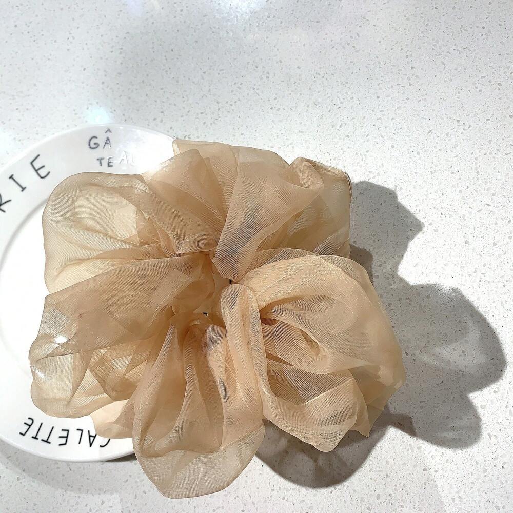 Oversized Organza Hair Scrunchie, Colorful Net Yarn Hair Coil For Women