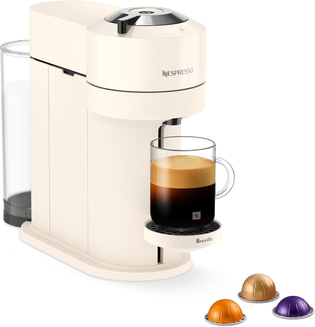 Nespresso Vertuo Next Single Serve Coffee and Espresso Machine by Breville, White and Chrome