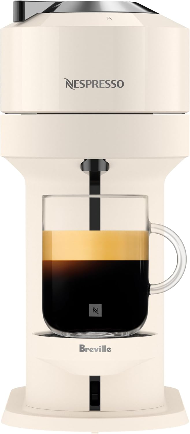 Nespresso Vertuo Next Single Serve Coffee and Espresso Machine by Breville, White and Chrome
