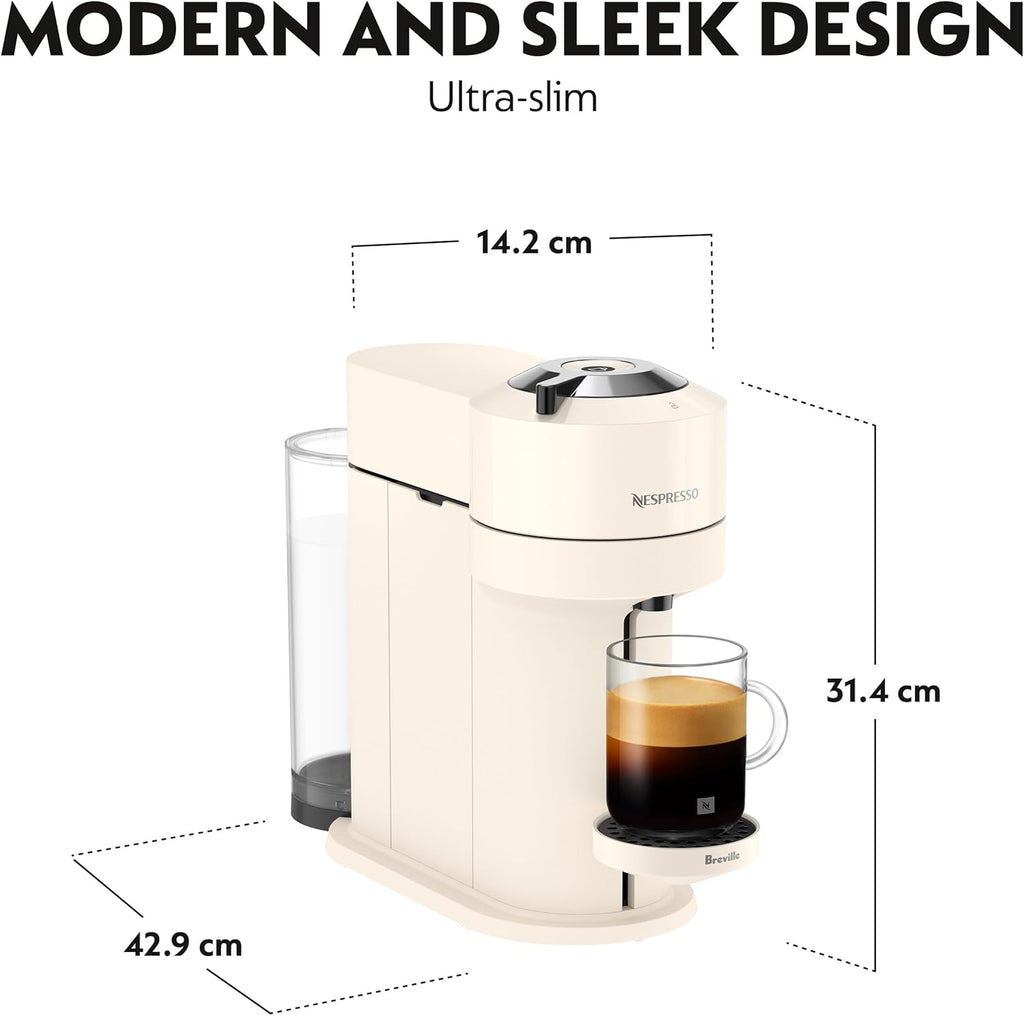 Nespresso Vertuo Next Single Serve Coffee and Espresso Machine by Breville, White and Chrome