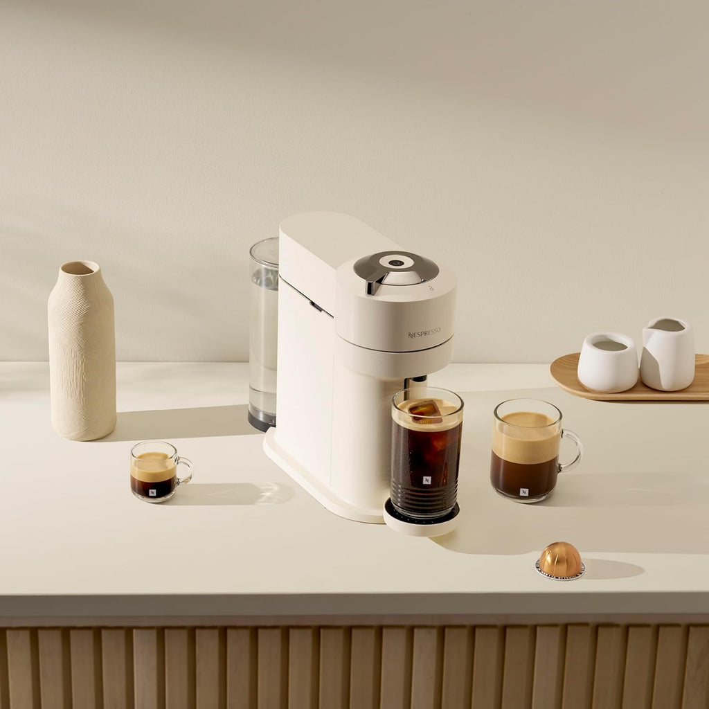 Nespresso Vertuo Next Single Serve Coffee and Espresso Machine by Breville, White and Chrome
